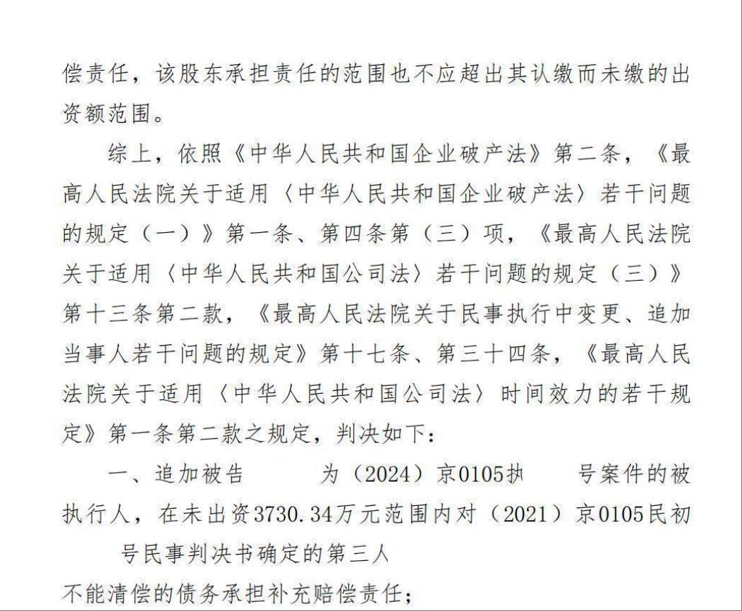 成功追加股东承担3000余万元债务